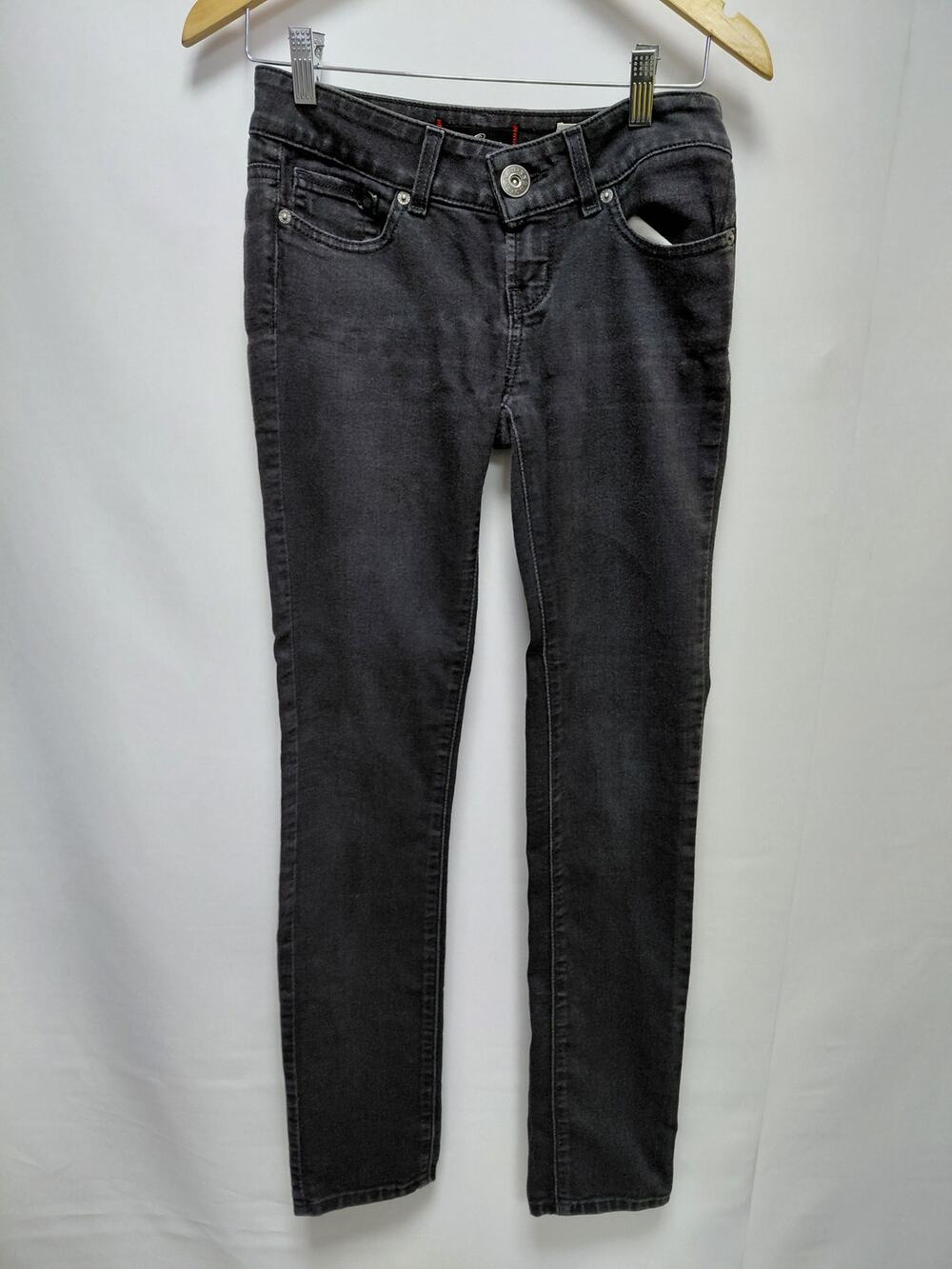 Guess Sarah Fit Medium Rise Skinny Jeans Black Solid Denim Size 26